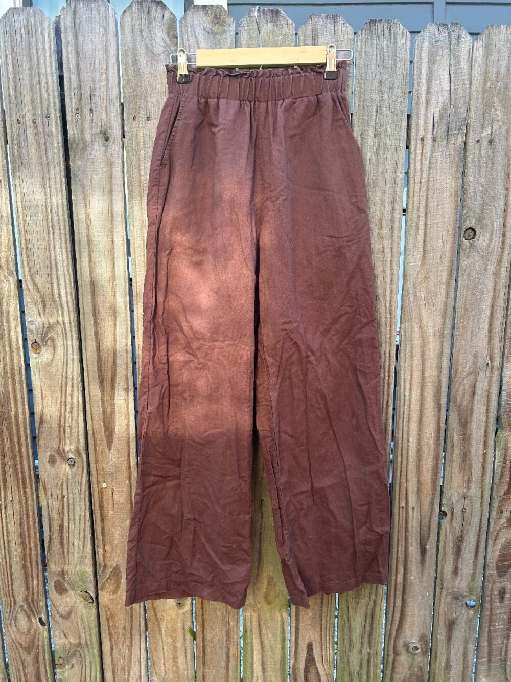 Charlie Holiday Brown Linen Blend Elastic Waist Pants Size US XS